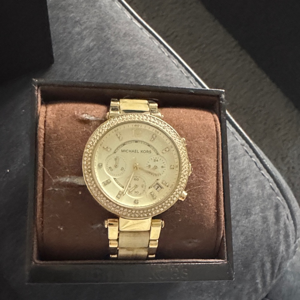 Michael Kors Gold-Tone Crystal Bezel Women's Bracelet Watch